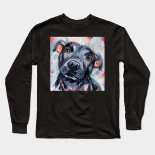 Sam, Portrait of a Staffy Dog Long Sleeve T-Shirt